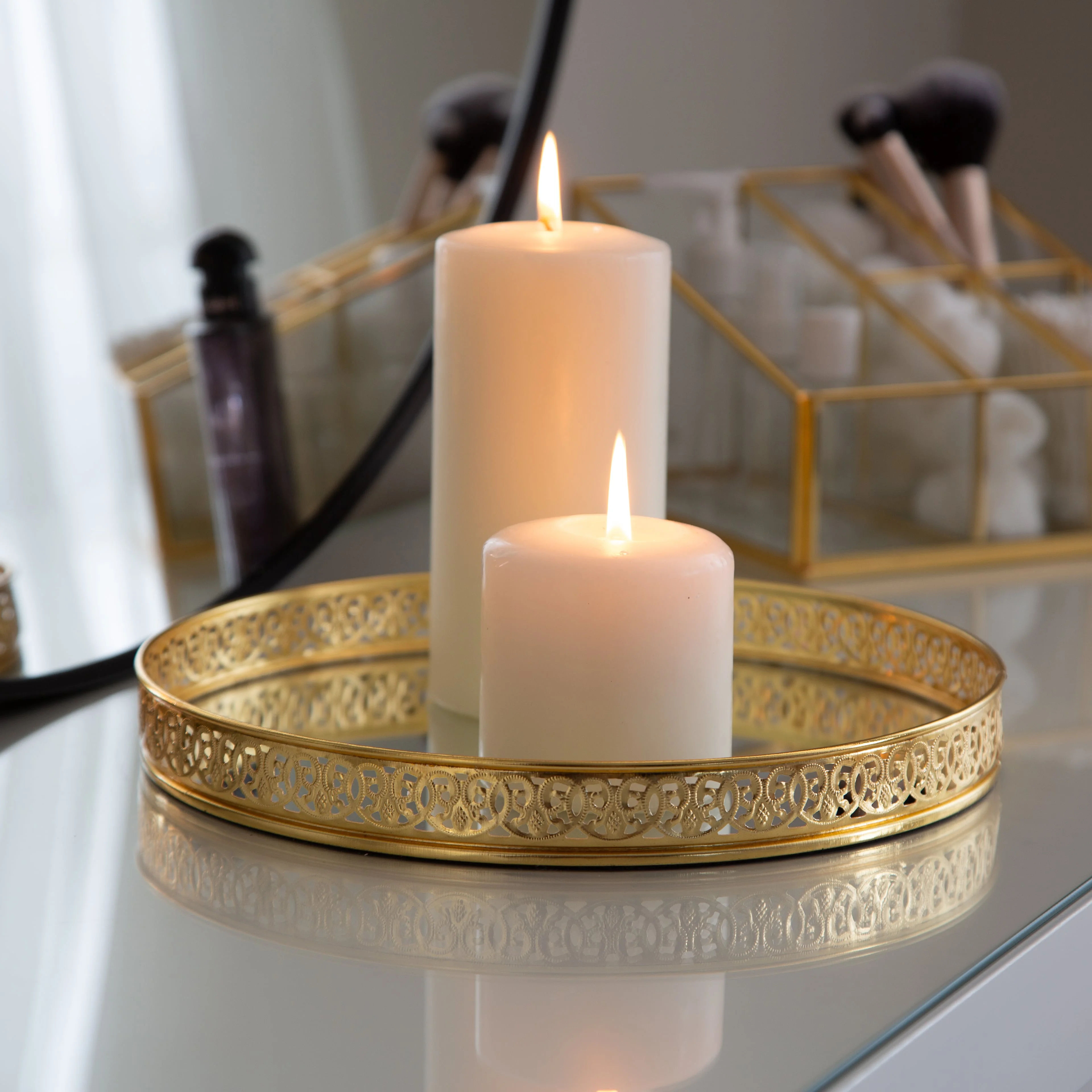 Large Gold Round Decorative Mirror Tray My True Home