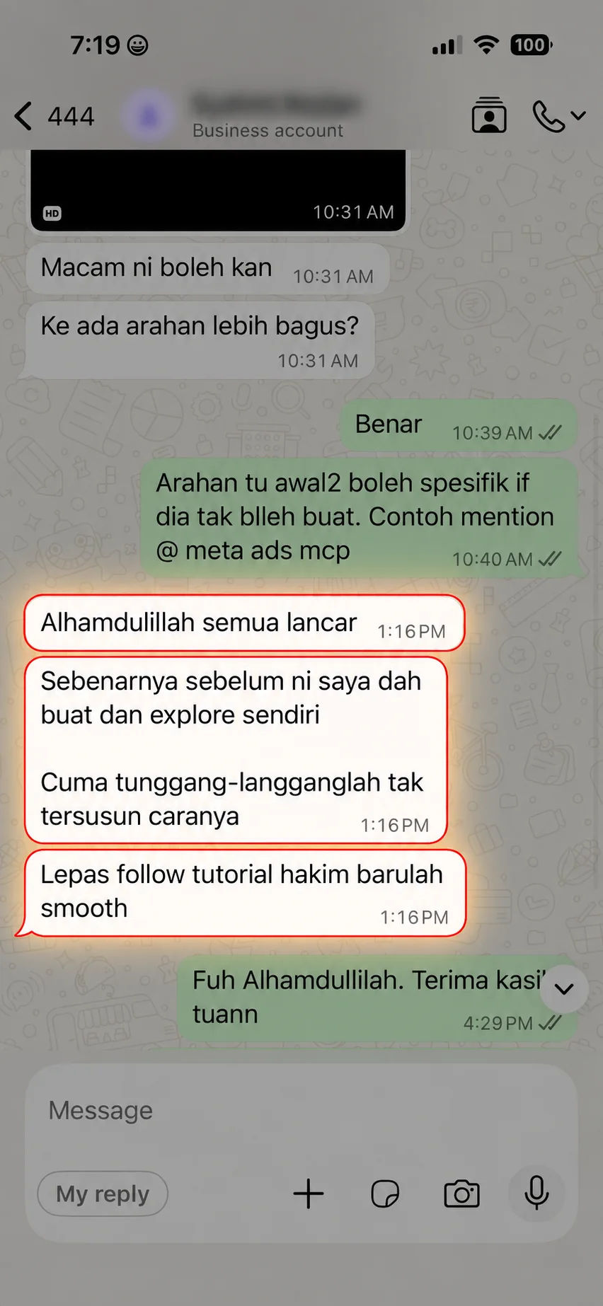 Testimoni selepas mengikuti tutorial, proses menjadi lebih lancar