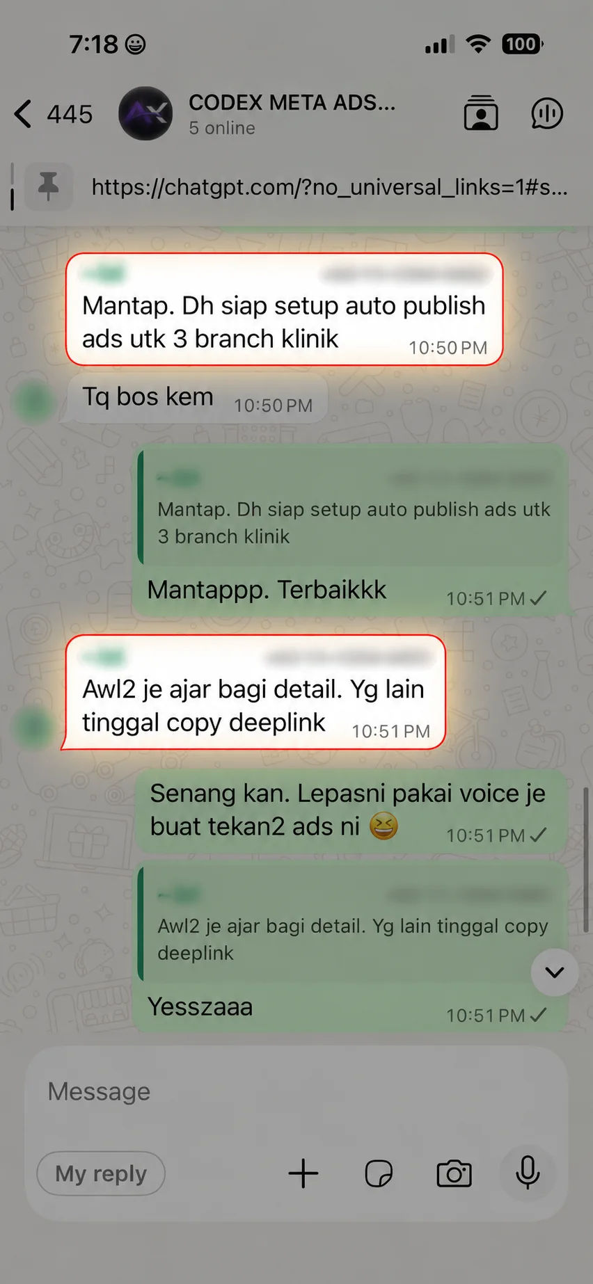 Testimoni berjaya setup auto publish ads untuk tiga cawangan klinik