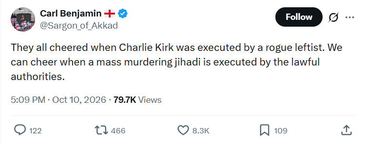 Carl Benjamin: They all cheered when Charlie Kirk...