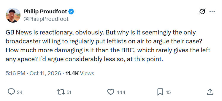 Philip Proudfoot: News is reactionary, obviously...