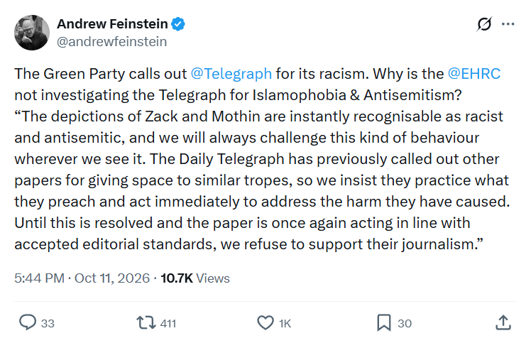 Andrew Feinstein: The Green Party calls out...