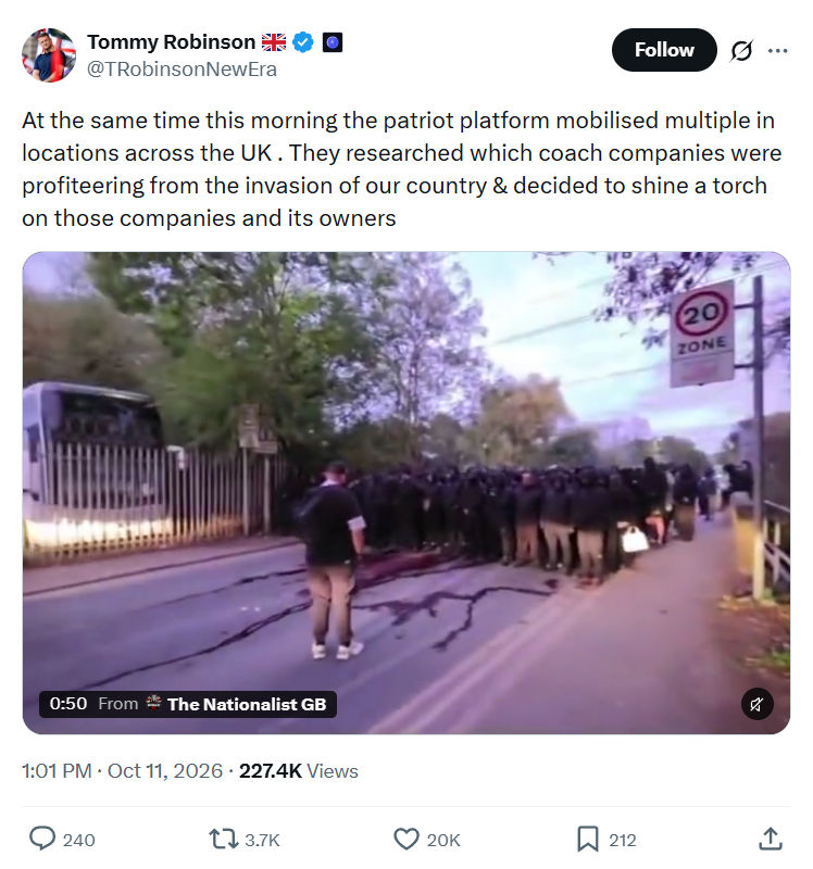 Tommy Robinson: At the same time this morning...