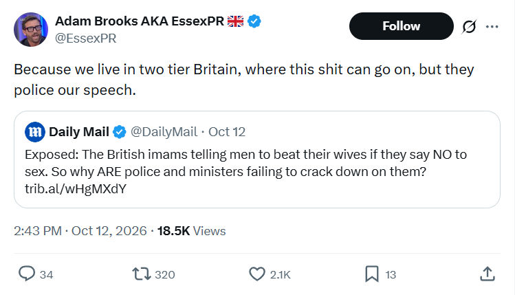 Adam Brooks: Because we live in two...