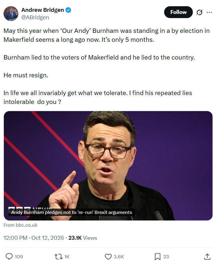 Andrew Bridgen: May this year when ‘Our Andy’...