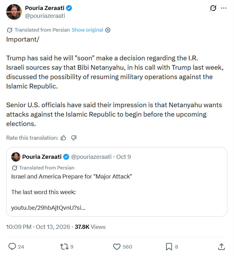 Pouria Zeraati: Trump has said he will...