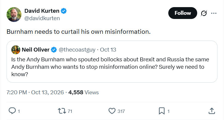 David Kurten: Burnham needs to curtail...