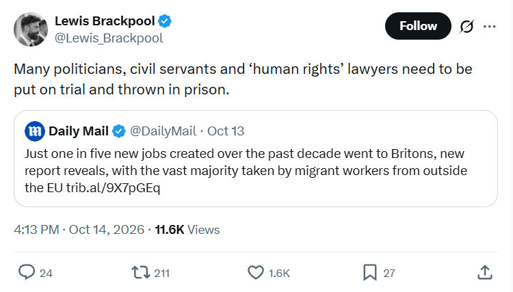 Lewis Brackpool: Many politicians, civil servants...