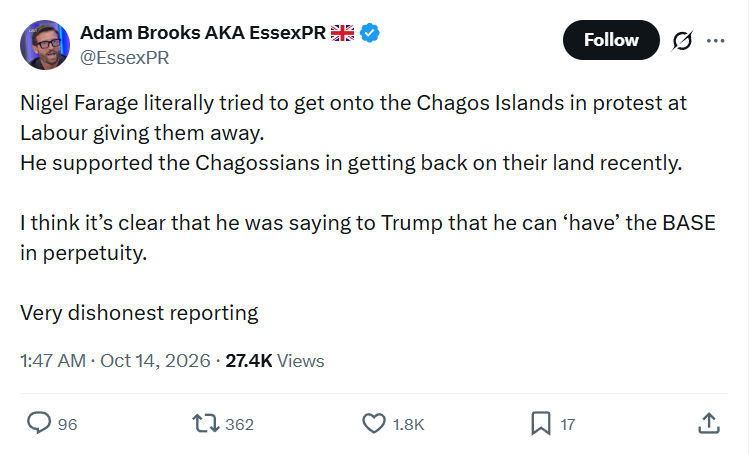 Adam Brooks: Nigel Farage literally tried...
