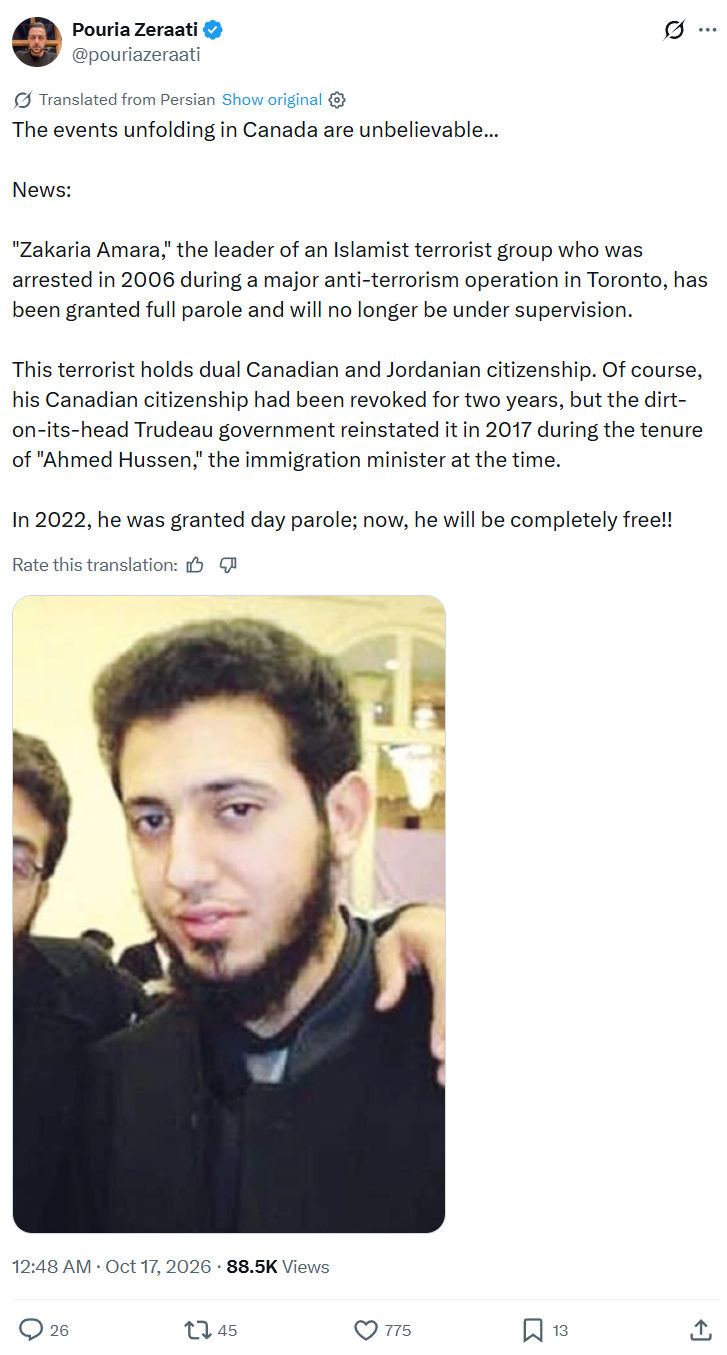 Pouria Zeraati: The events unfolding in Canada...