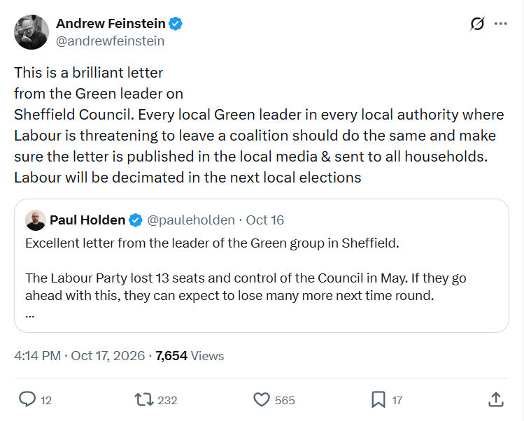 Andrew Feinstein: This is a brilliant letter...