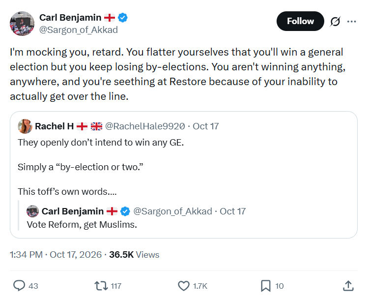 Carl Benjamin: I'm mocking you, retard...