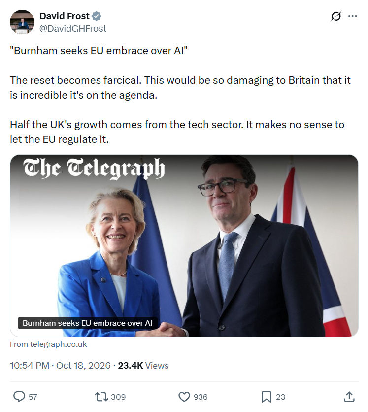 David Frost: "Burnham seeks EU embrace over AI"...