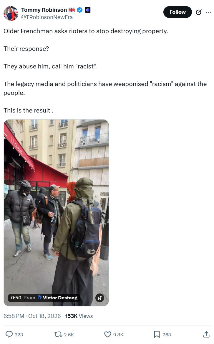 Tommy Robinson: Older Frenchman asks...