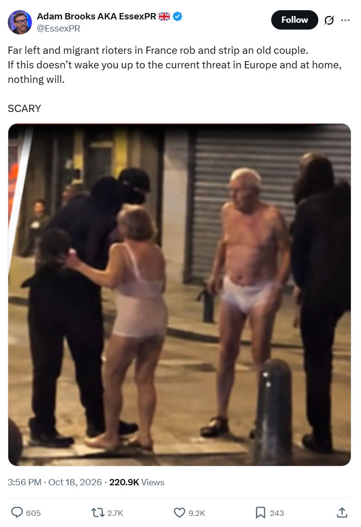 Adam Brooks: Far left and migrant rioters...