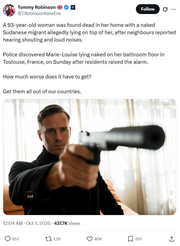 Tommy Robinson: A 93-year-old woman was found...