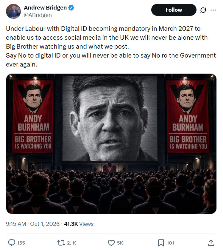 Andrew Bridgen: Under Labour with Digital ID...