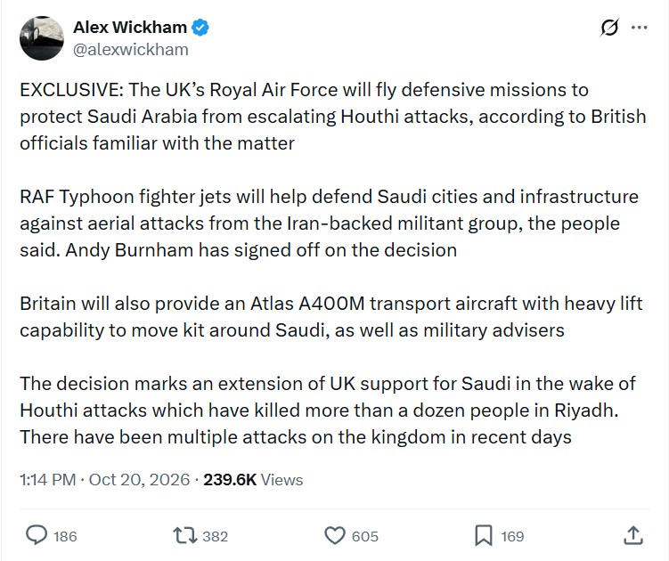 Alex Wickham: EXCLUSIVE: The UK’s Royal Air Force...