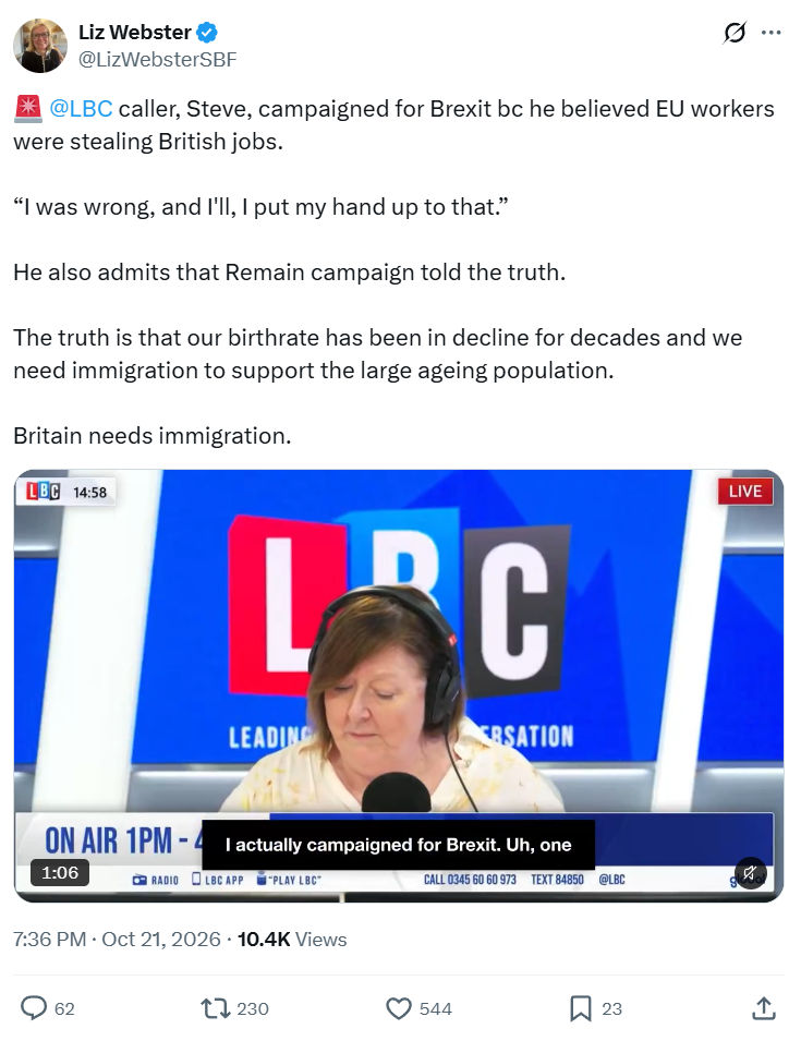 Liz Webster: @LBC caller, Steve, campaigned...
