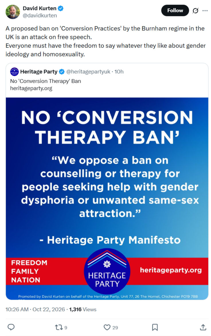 David Kurten: A proposed ban on 'Conversion Practices'...