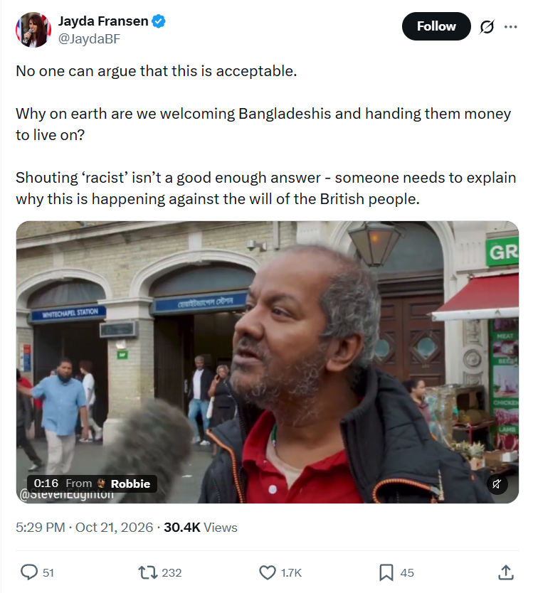 Jayda Fransen: No one can argue that this is acceptable...