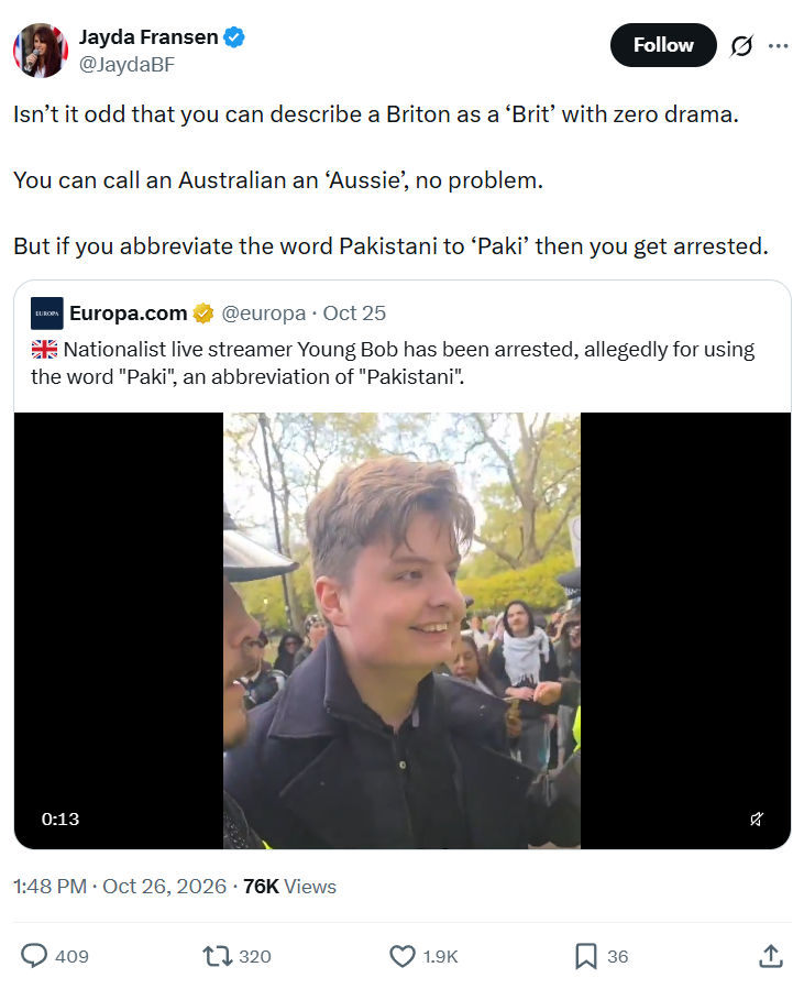Jayda Fransen: Isn’t it odd that you can describe...