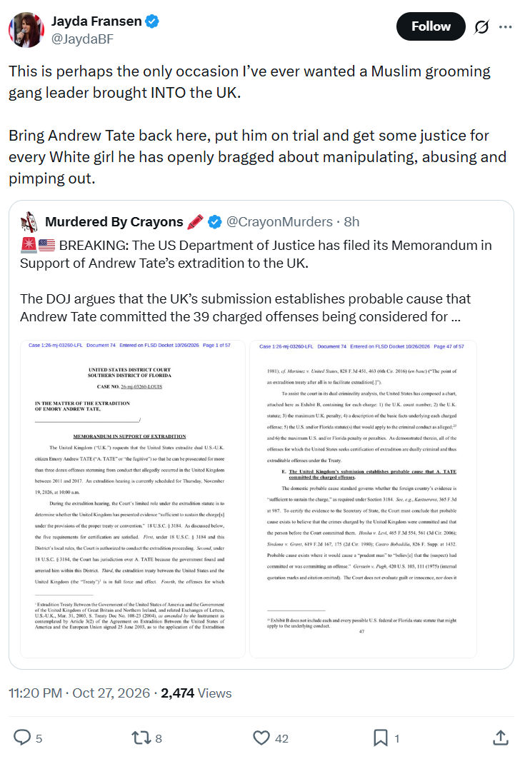 Jayda Fransen: This is perhaps the only occasion...