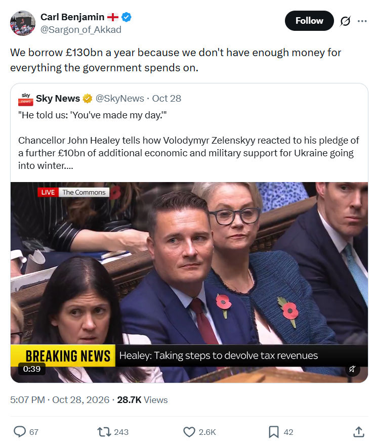 Carl Benjamin: We borrow £130bn a year because...