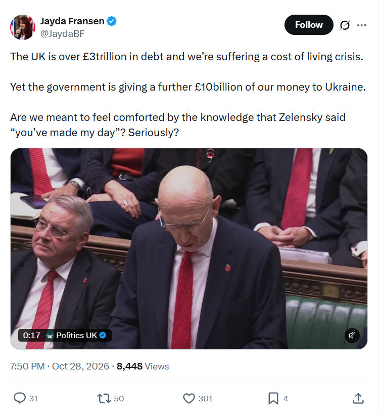 Jayda Fransen: The UK is over £3trillion...