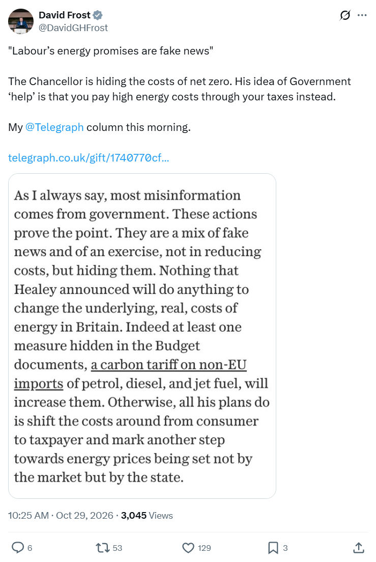 David Frost: "Labour’s energy promises...