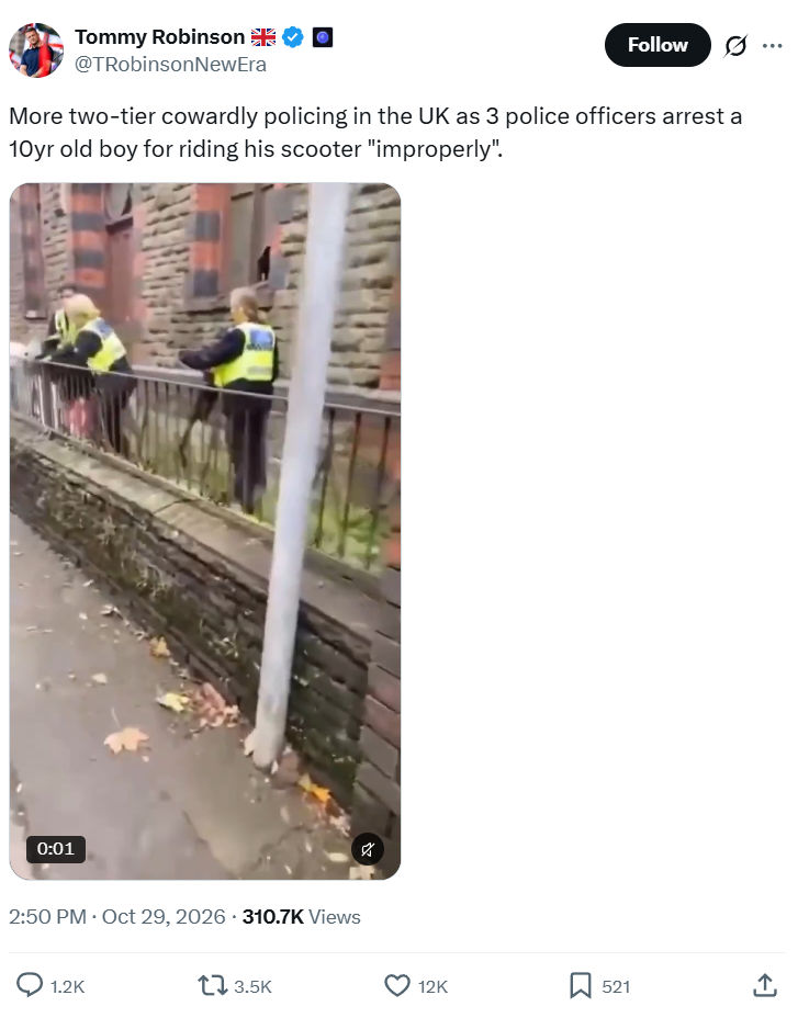Tommy Robinson: More two-tier cowardly...
