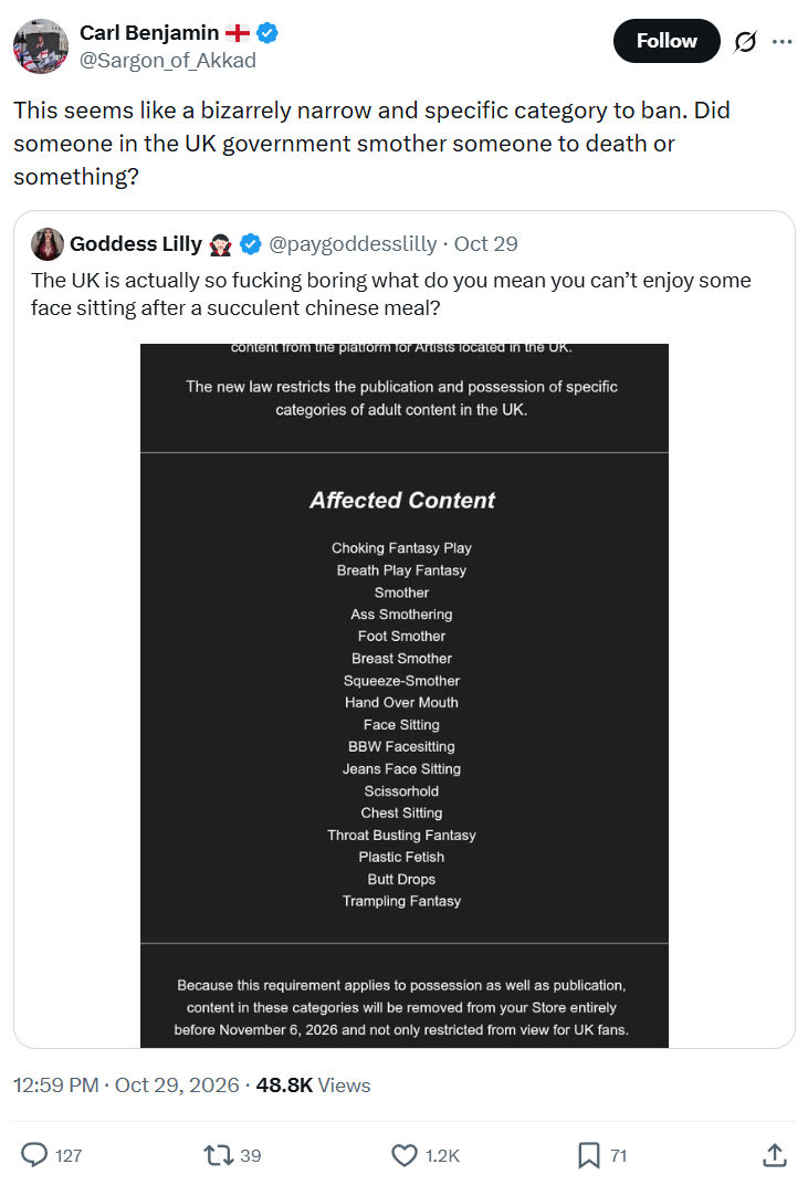 Carl Benjamin: This seems like a bizarrely...