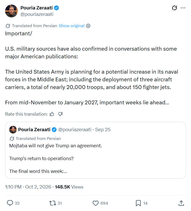 Pouria Zeraati: U.S. military sources have also...