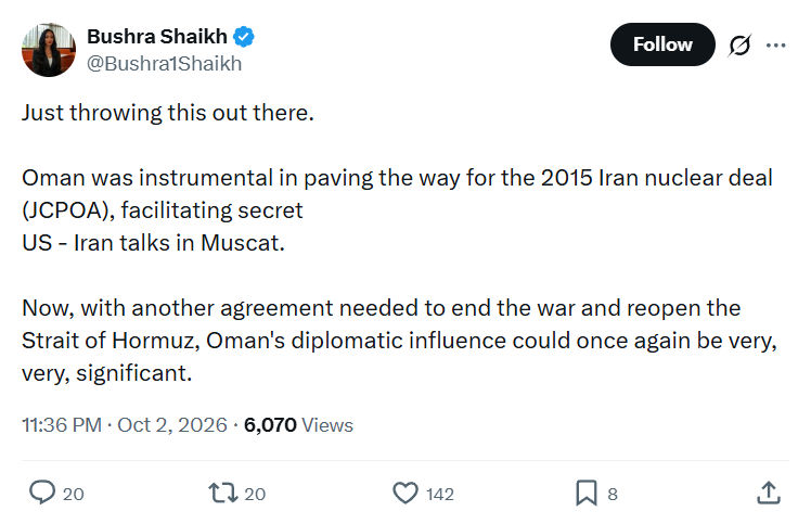 Bushra Shaikh: Just throwing this out there...