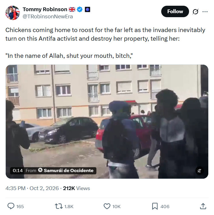 Tommy Robinson: Chickens coming home to...