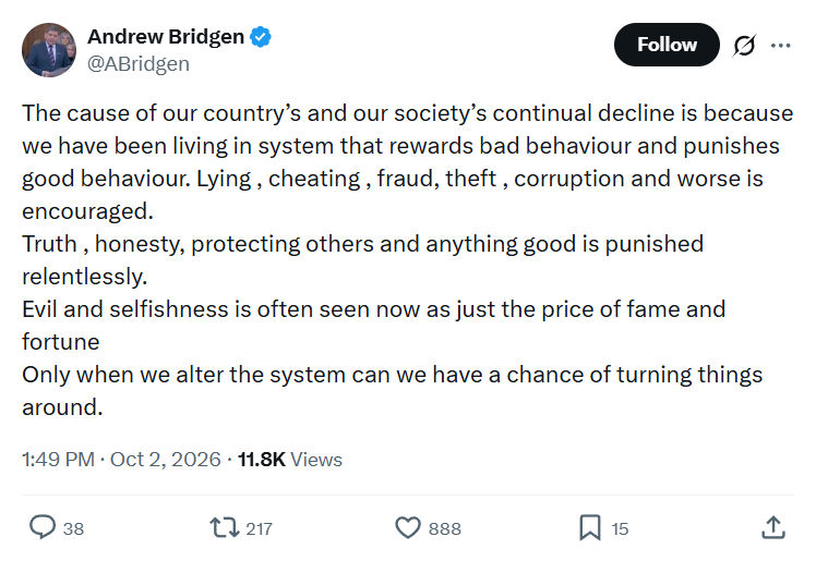 Andrew Bridgen: The cause of our country’s...