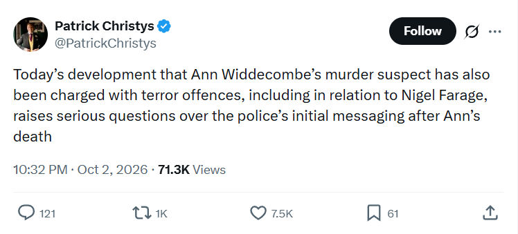 Patrick Christys: Today’s development that Ann Widdecombe’s...