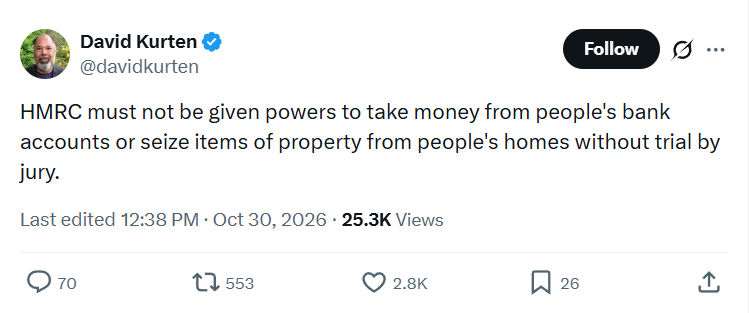 David Kurten: HMRC must not be given powers...