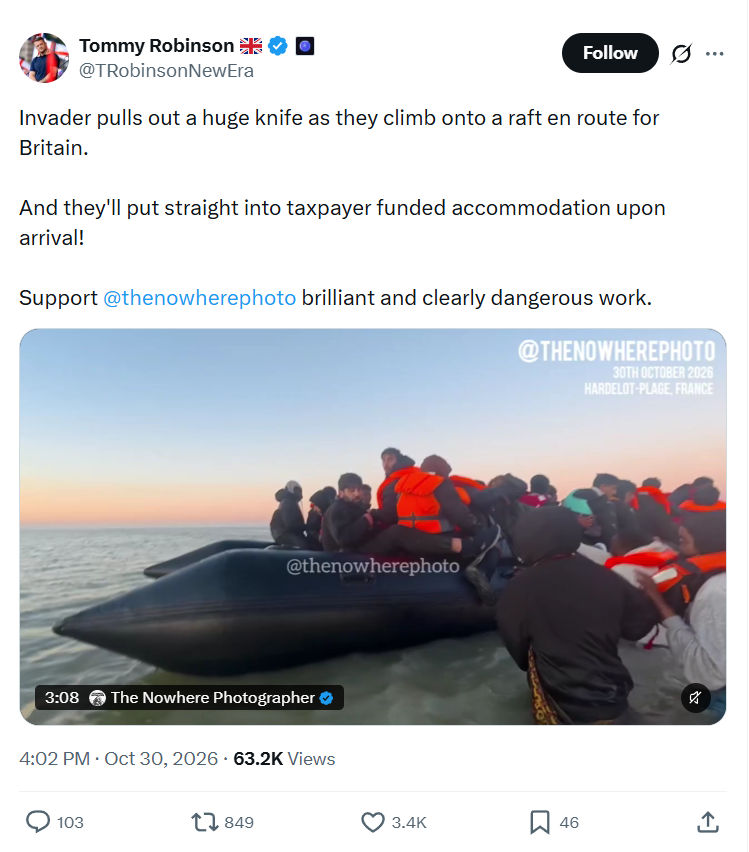 Tommy Robinson: Invader pulls out a huge knife...