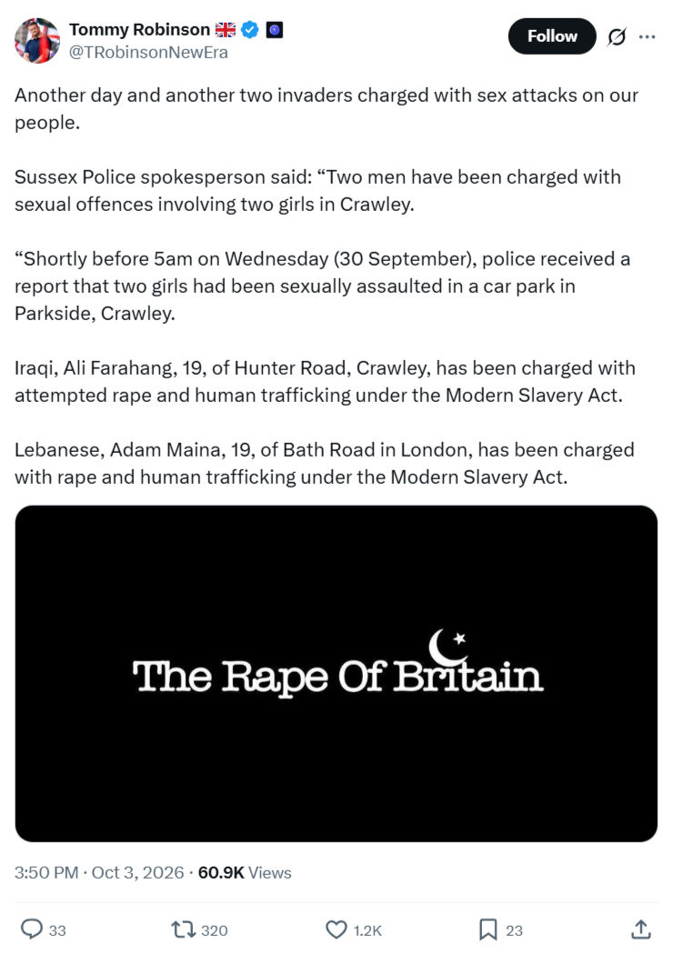 Tommy Robinson: Another day and another two...