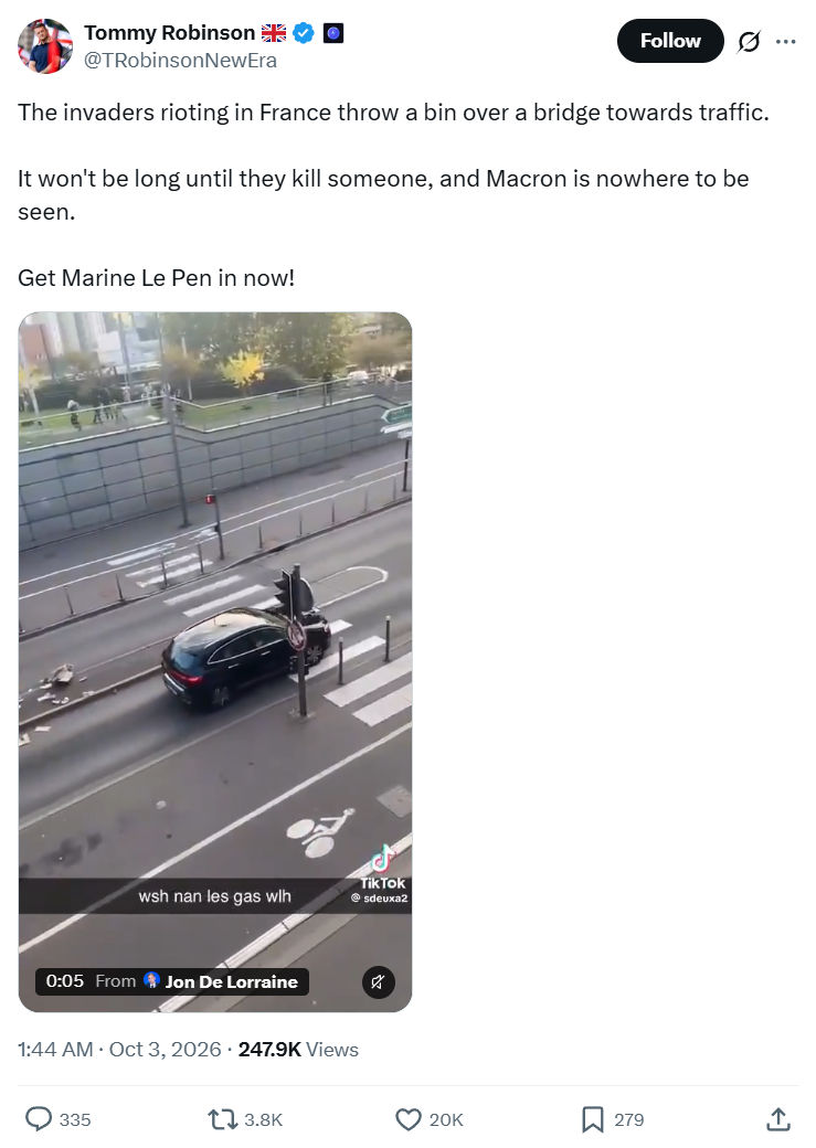 Tommy Robinson: The invaders rioting in France...