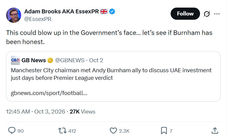 Adam Brooks: This could blow up...