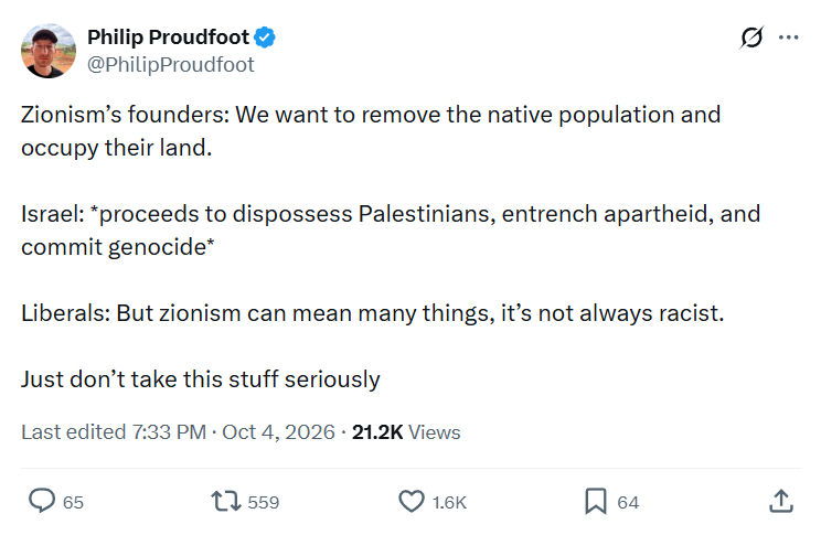 Philip Proudfoot: Zionism’s founders...