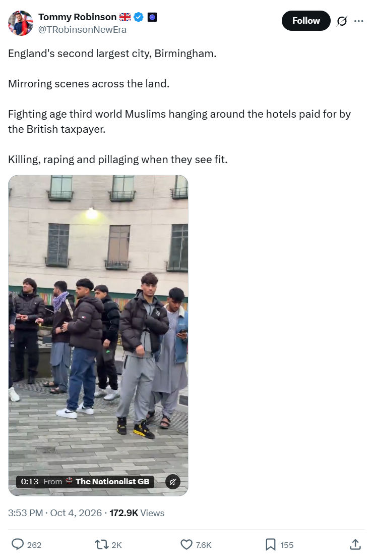 Tommy Robinson: England's second largest city...