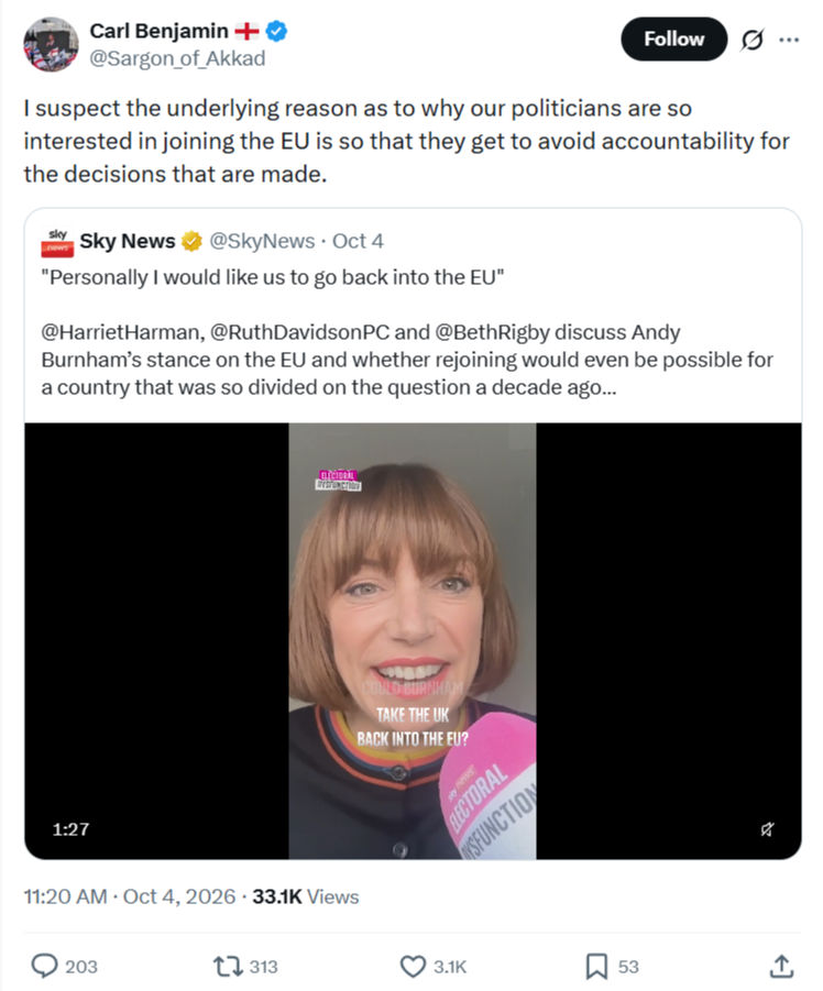 Carl Benjamin: I suspect the underlying...