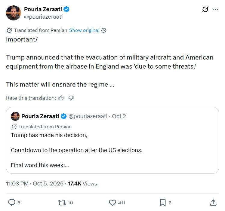 Pouria Zeraati: Trump announced that the evacuation...