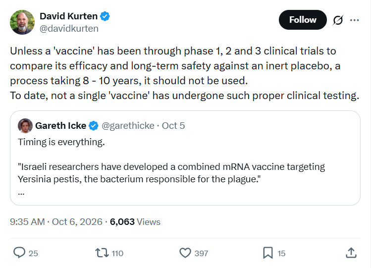 David Kurten: Unless a 'vaccine' has been...