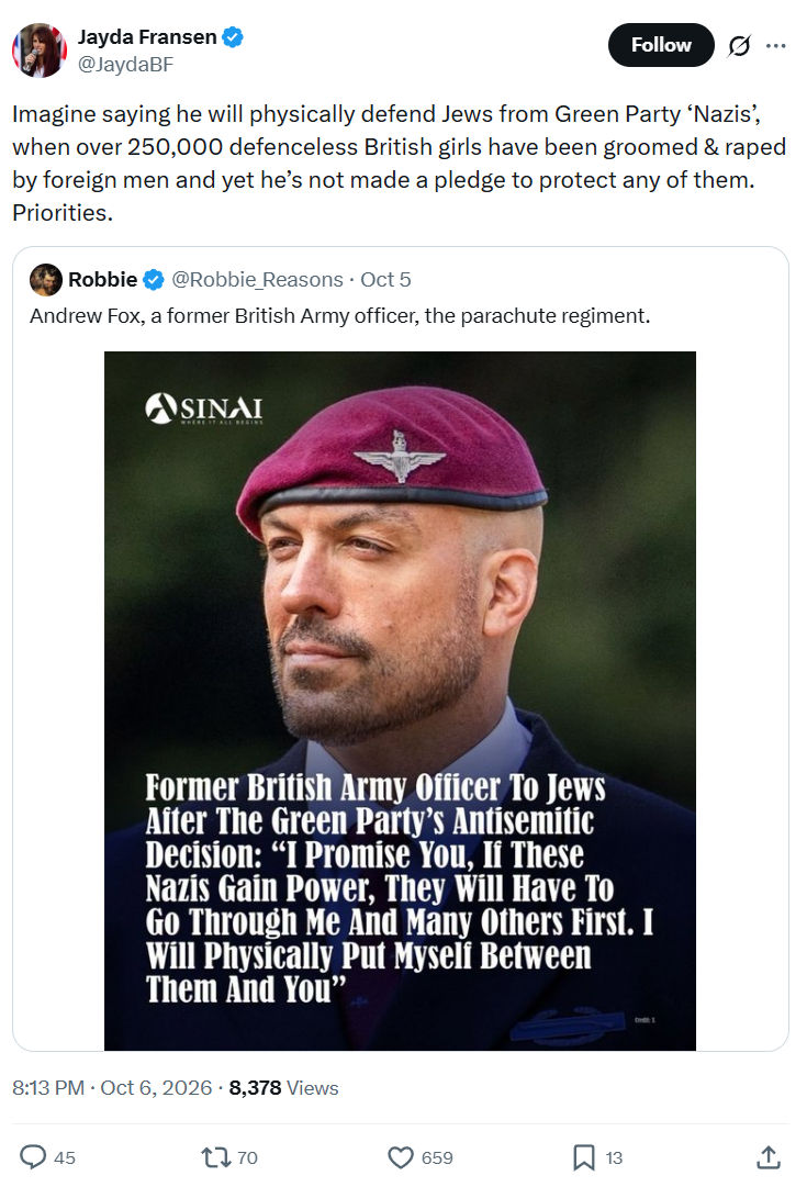 Jayda Fransen: Imagine saying he will physically...