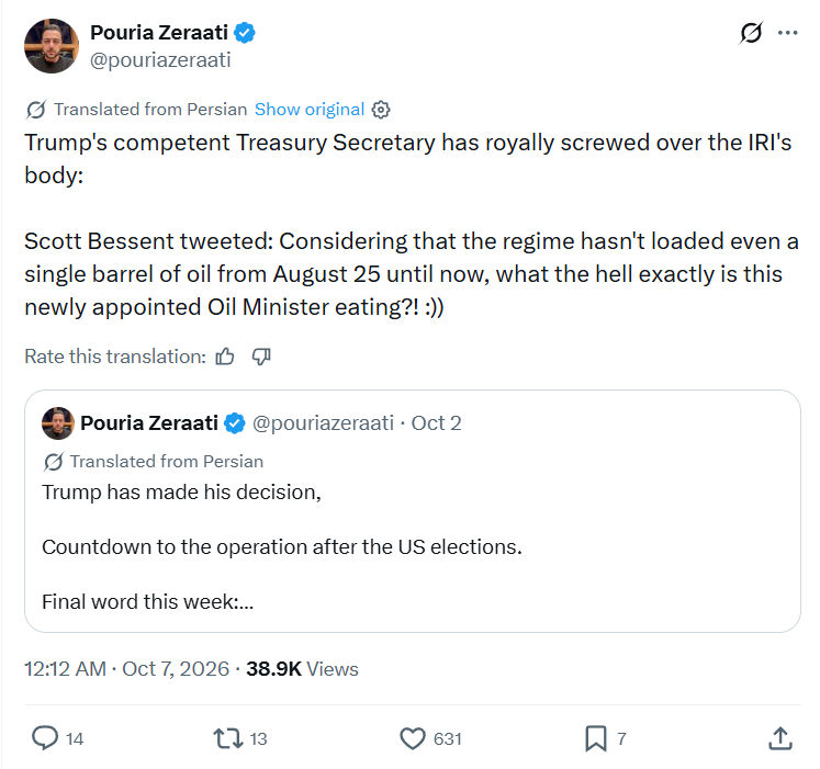 Pouria Zeraati: Trump's competent Treasury Secretary...