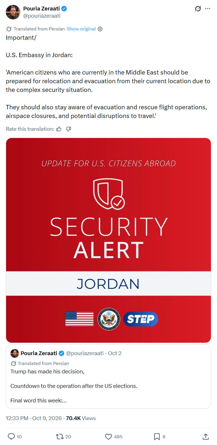 Pouria Zeraati: U.S. Embassy in Jordan...